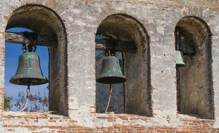 SAN JUAN CAPISTRANO, CA/USA - JANUARY 12, 2018: Mission Bells at Mission San Juan Capistrano.のeditorial素材