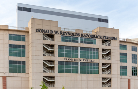 FAYETTEVILLE, AR/USA - JUNE 7, 2018: Donald W. Reynolds Razorback Stadium and Frank Broyles Field.のeditorial素材