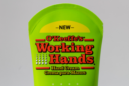 ST. PAUL, MN/USA - FEBRUARY 16, 2019: O'Keefe's Working Hands hand cream and trademark logo.のeditorial素材