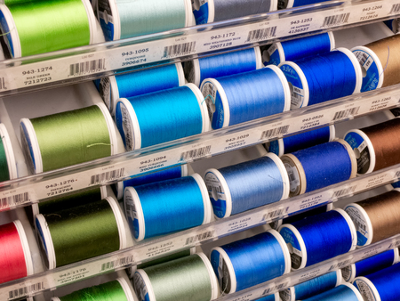ST. PAUL, MN/USA - MARCH 3, 2019: Sulky of America spools of thread and trademark logo. Sulky is a manufacter of thread and craft supplies.のeditorial素材