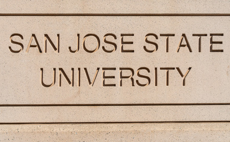 SAN JOSE, CA/USA - OCTOBER 21, 2018: Entrance lettering to the campus of San Jose State University.のeditorial素材