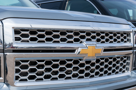 STILLWATER, MN/USA - MARCH 24, 2019: Chevrolet automobile truck grille and trademark logo.のeditorial素材