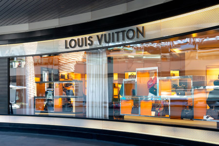 SANTA MONICA, CA/USA - APRIL 18, 2019: Luis Vitton retail store exterior and trademark logo