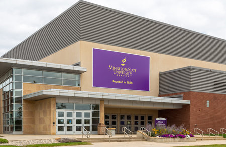 MANKATO, MN/USA - SEPTEMBER 1, 2019: Myers Field House on the campus Minnesota State University.
