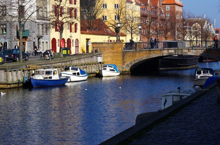 Boats in the Canal in Copenhagenのeditorial素材