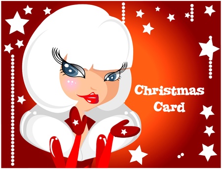 beautiful sexy girl wearing santa claus clothes cardのイラスト素材
