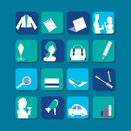 Woman icons set : business, healthcare, fashion, loveのイラスト素材