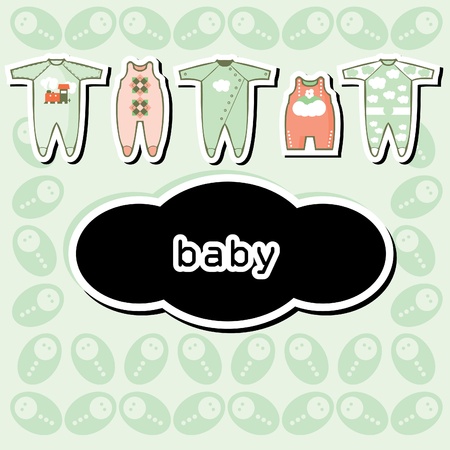 Baby sShower or arrival card with baby icons backgroundのイラスト素材