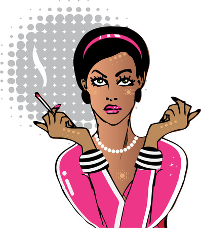 retro pop art woman illustration strong girlの写真素材