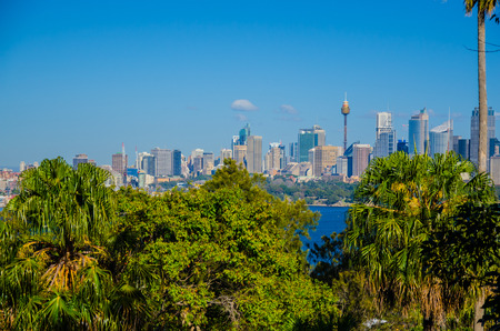 View from Taronga Zoo onto the skyline of Sydney.の写真素材