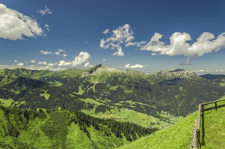 The Kleinwalsertal with the Hohen Ifen in the background.の写真素材