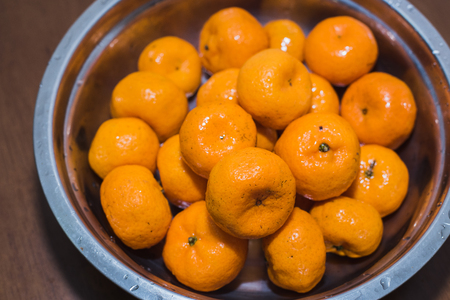Bowl of fresh orangeの写真素材