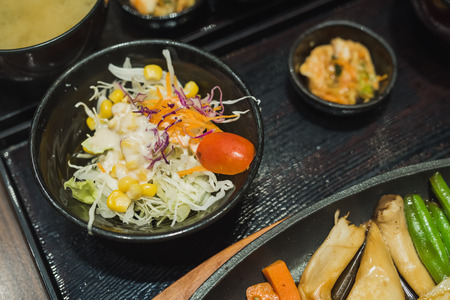 salad food on tableの写真素材