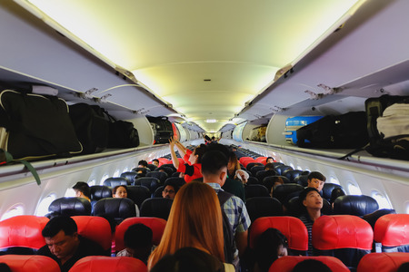 Thailand, 17 October 2016: Passengers onboard AirAsia to Hadyaiのeditorial素材