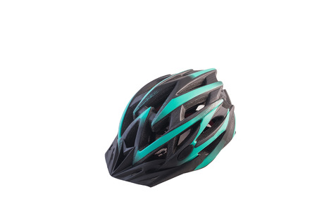 green bicycle helmet safety for Cyclists isolationの写真素材