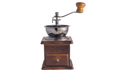 Coffee grinder wood isolatedの写真素材