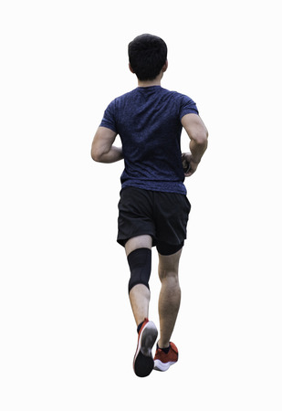 People jogging at the garden in the eveningの写真素材