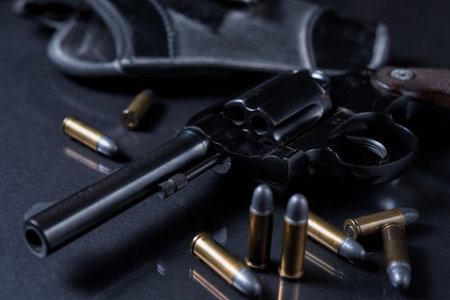 gun with on black background