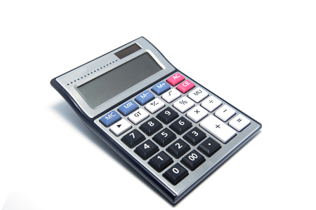 Calculator isolated on white backgroundの写真素材