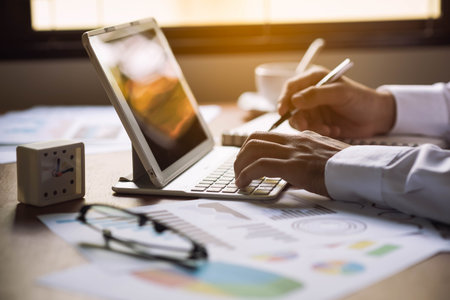 Businessman working on desk office business
