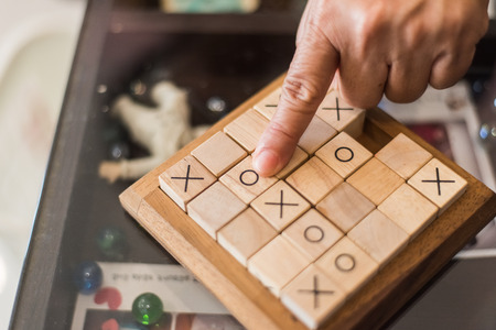 Wood sudoku board and tilesの写真素材