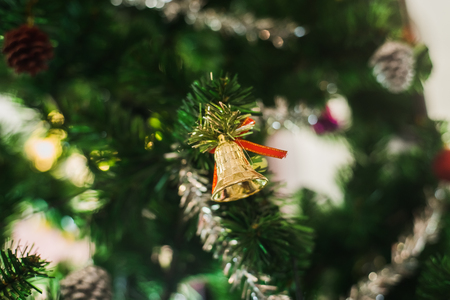 Red Christmas ornament hangingの写真素材