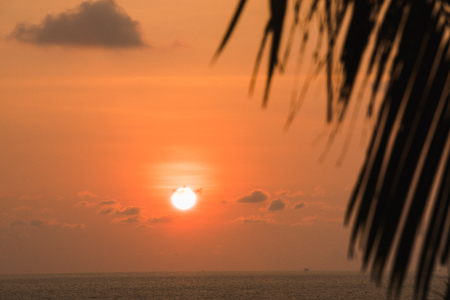 Beautiful sunset on the beach with view of seaの写真素材