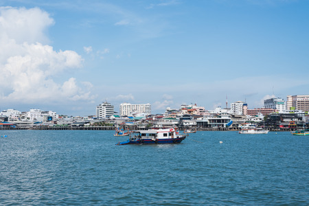2015 June 05, Pattaya City and Sea with blue sky at chonburi, Thailandのeditorial素材