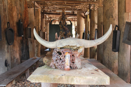 CHIANG RAI, THAILAND - FEBRUARY 01, 2018: Baan Dam Museum Black House, Baan Dam is the Chiang Rai artist home, in Thailandのeditorial素材