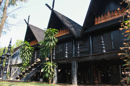 CHIANG RAI, THAILAND - FEBRUARY 01, 2018: Baan Dam Museum Black House, Baan Dam is the Chiang Rai artist home, in Thailandのeditorial素材