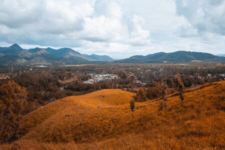 Summer mountain and blue sky. Rayong Thailandの写真素材