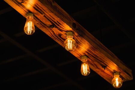 close up of 
light bulb on the ceilingの写真素材