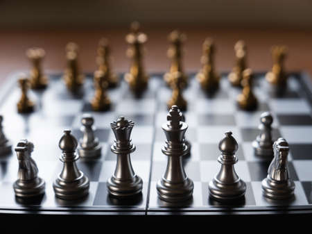 close up of chess board on the tableの写真素材