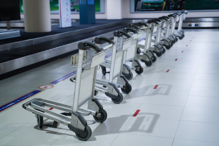Close up of Airport luggage cart at Donmuang airport. Bangkok, Thailandの写真素材