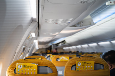 01 December 2020, Airplane wing nokair airline at chiang rai international airport. Thailandのeditorial素材