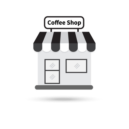 coffee shop house icon on white backgroundのイラスト素材