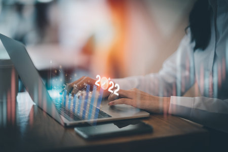 Business finance technology and investment concept. Businesswoman analysing forex and crypto...