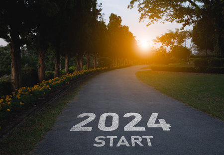 Happy new year 2024,2024 symbolizes the start of the new year. The letter start new year 2024 on the...