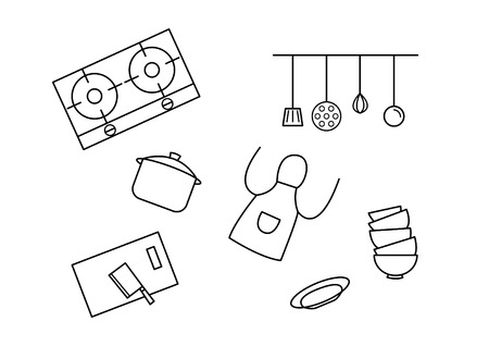 Kitchen housekeeping elementのイラスト素材