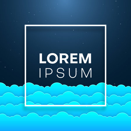 Night cloud background with frame. Vector illustrationのイラスト素材