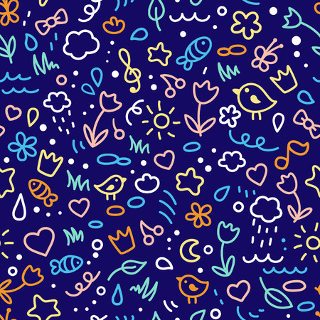 Seamless colored cute patternのイラスト素材