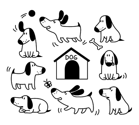 Cute dogs setのイラスト素材