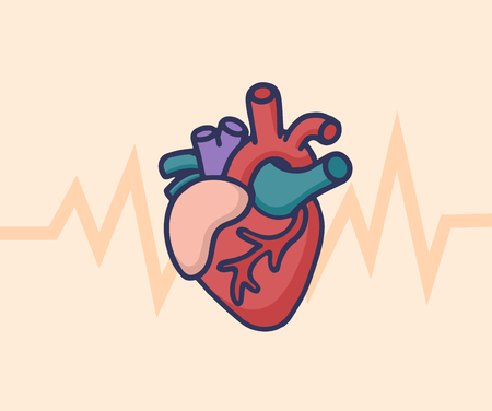 Human heart concept. Healthcare and Medical logo concept. Vector illustration in cartoon doodle style.のイラスト素材
