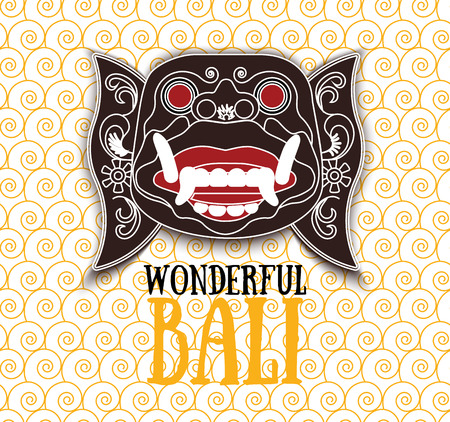 The vector logo. Head of Hanuman, the monkey warrior, on the seamless pattern background with the text.のイラスト素材