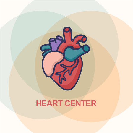 Heart Care logo. Healthcare and Medical logo concept. Vector illustration in cartoon doodle styleのイラスト素材