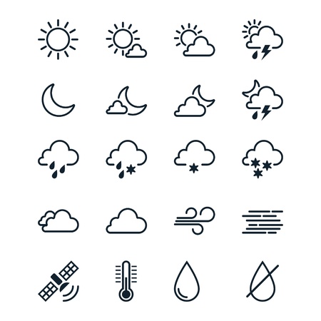 Weather icons line themeのイラスト素材