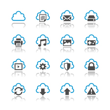 Cloud computing icons reflection themeのイラスト素材