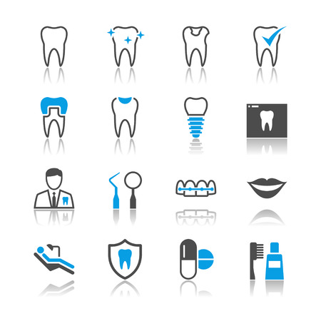 Dental icons reflection themeのイラスト素材