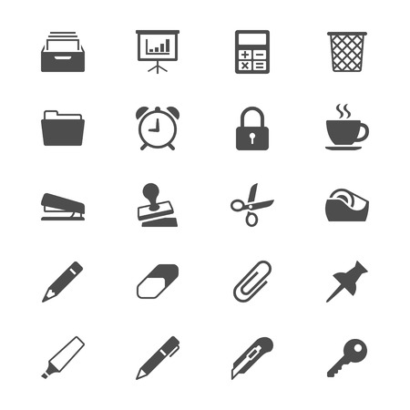 Office supplies flat iconsのイラスト素材