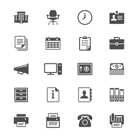 Office supplies flat iconsのイラスト素材